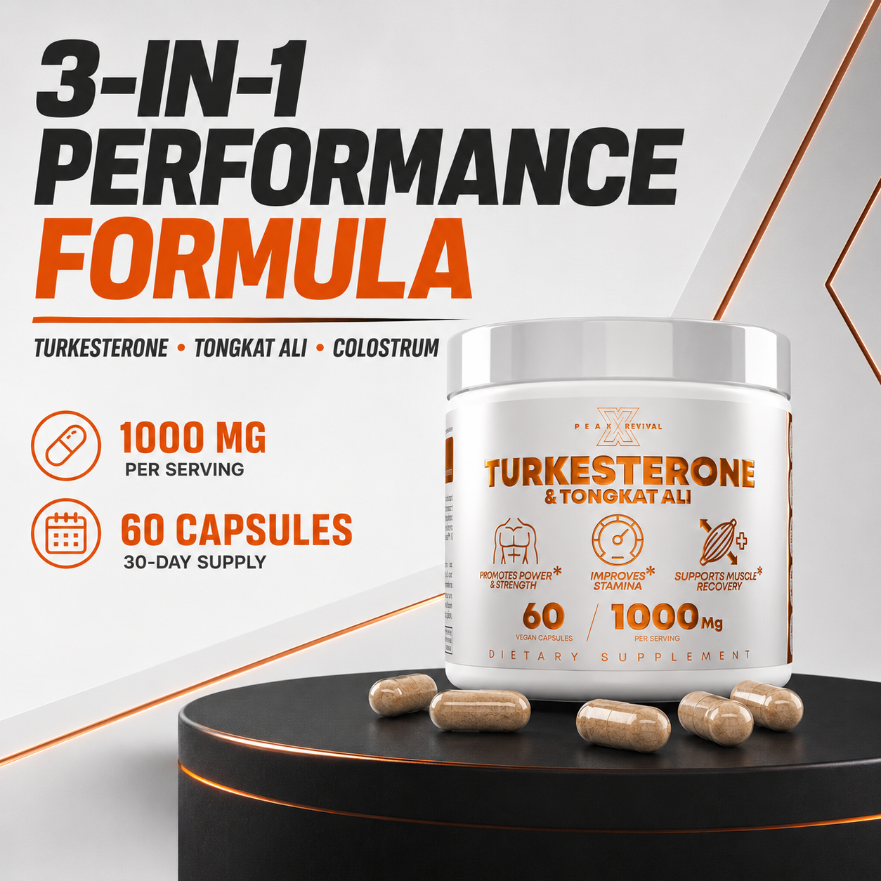 Turkesterone & Tongkat Ali – 60 Capsules, 1000mg Total Formula