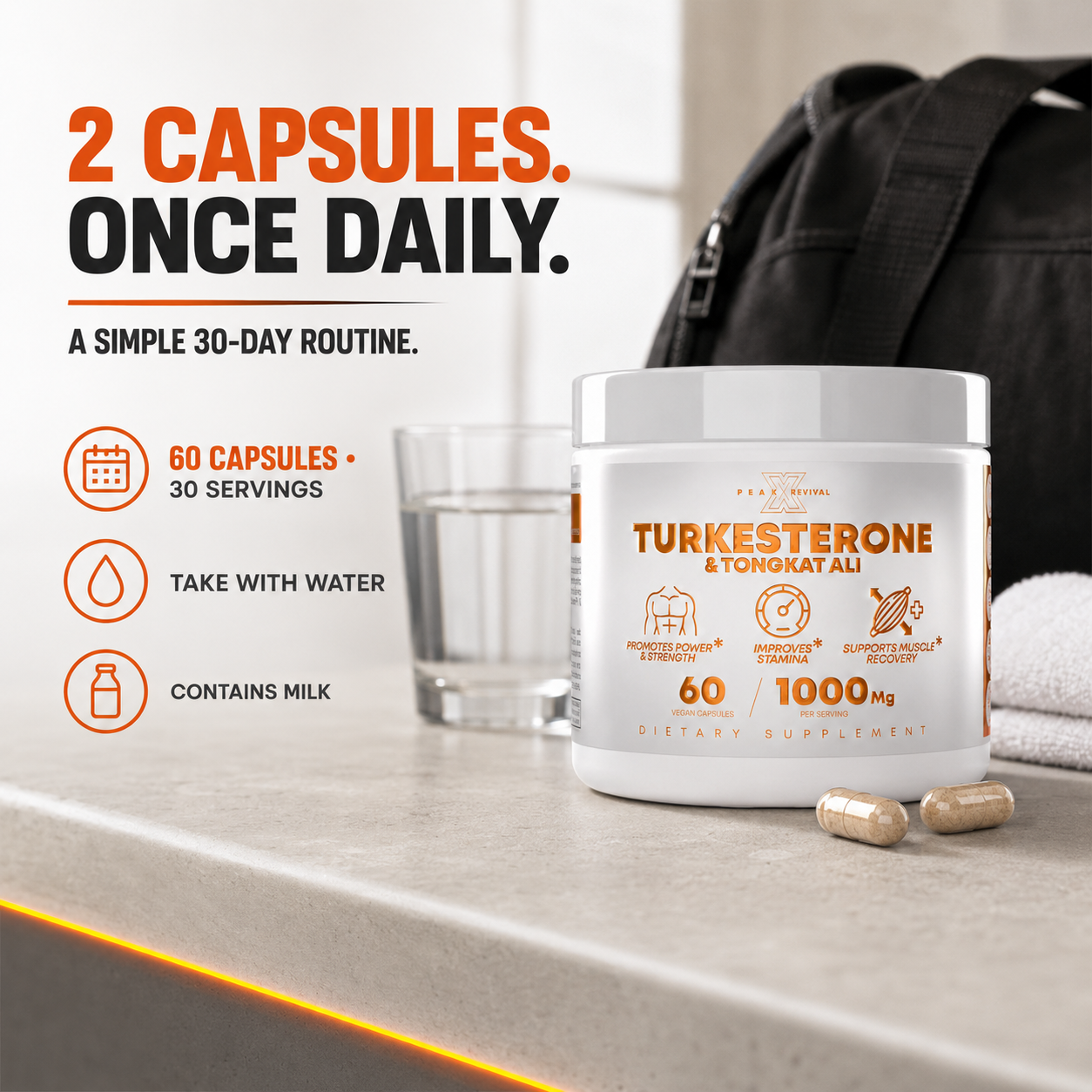 Turkesterone & Tongkat Ali – 60 Capsules, 1000mg Total Formula