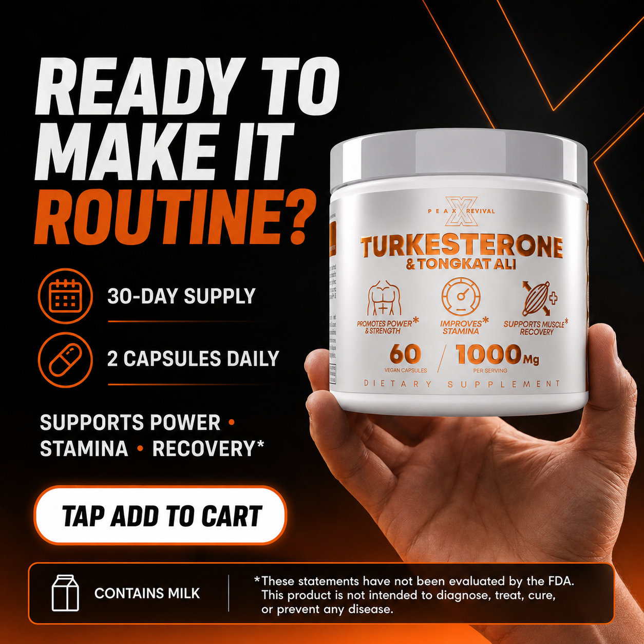 Turkesterone & Tongkat Ali – 60 Capsules, 1000mg Total Formula